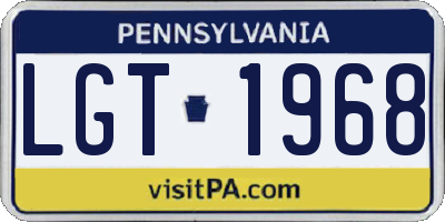 PA license plate LGT1968