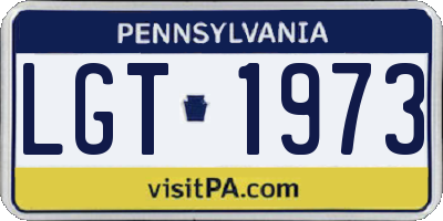 PA license plate LGT1973