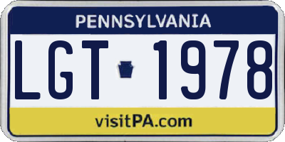 PA license plate LGT1978