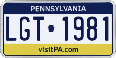 PA license plate LGT1981