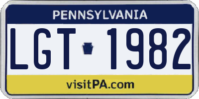 PA license plate LGT1982