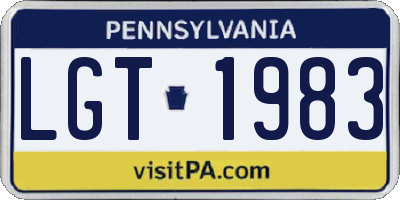 PA license plate LGT1983