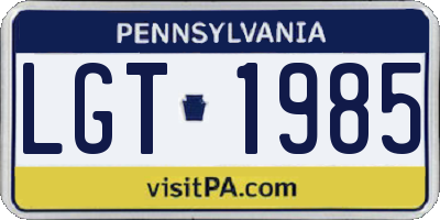PA license plate LGT1985