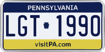 PA license plate LGT1990