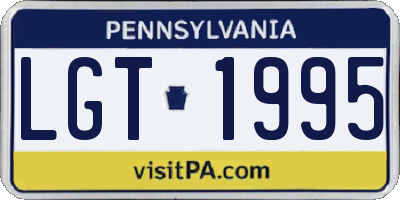 PA license plate LGT1995