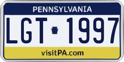 PA license plate LGT1997