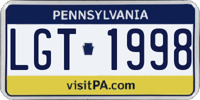 PA license plate LGT1998