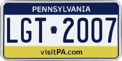 PA license plate LGT2007