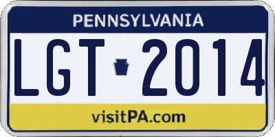 PA license plate LGT2014