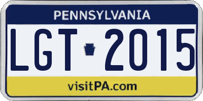 PA license plate LGT2015