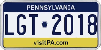 PA license plate LGT2018