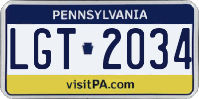 PA license plate LGT2034