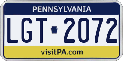 PA license plate LGT2072
