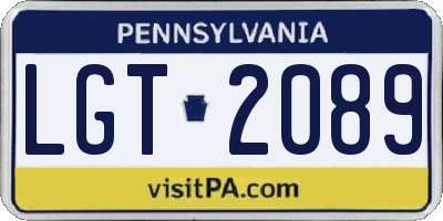 PA license plate LGT2089