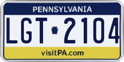 PA license plate LGT2104