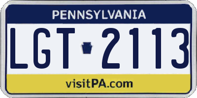 PA license plate LGT2113