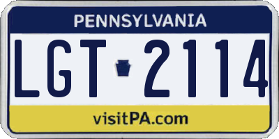 PA license plate LGT2114