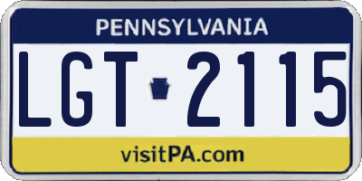 PA license plate LGT2115