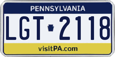 PA license plate LGT2118