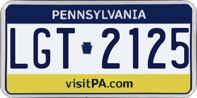 PA license plate LGT2125