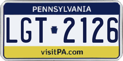 PA license plate LGT2126
