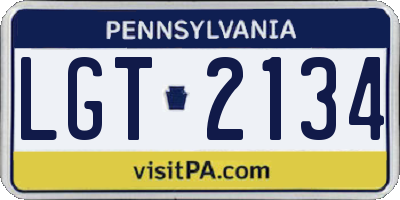 PA license plate LGT2134