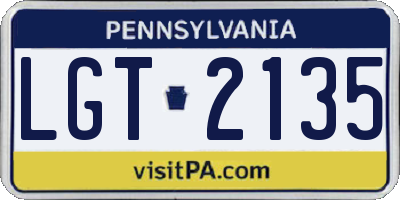 PA license plate LGT2135
