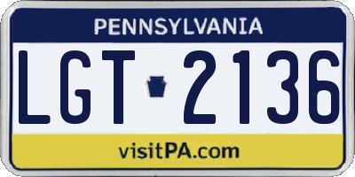 PA license plate LGT2136