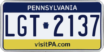 PA license plate LGT2137