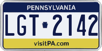 PA license plate LGT2142