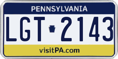PA license plate LGT2143
