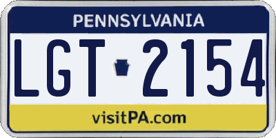 PA license plate LGT2154