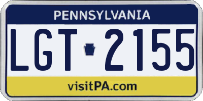 PA license plate LGT2155