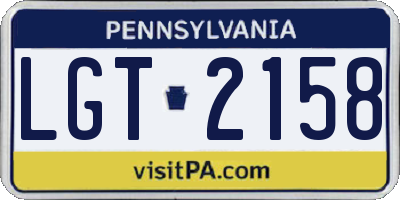 PA license plate LGT2158