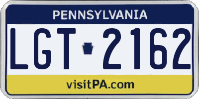 PA license plate LGT2162