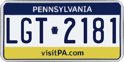 PA license plate LGT2181