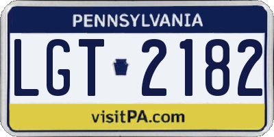 PA license plate LGT2182