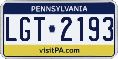 PA license plate LGT2193