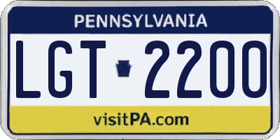 PA license plate LGT2200