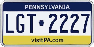 PA license plate LGT2227