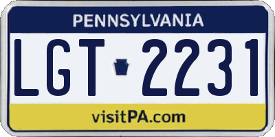 PA license plate LGT2231
