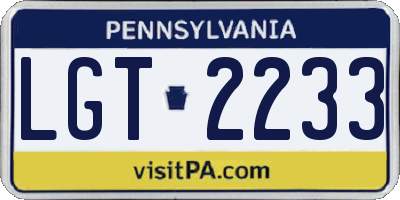 PA license plate LGT2233