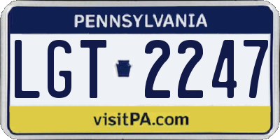 PA license plate LGT2247