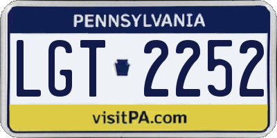 PA license plate LGT2252