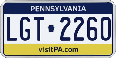 PA license plate LGT2260