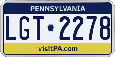 PA license plate LGT2278