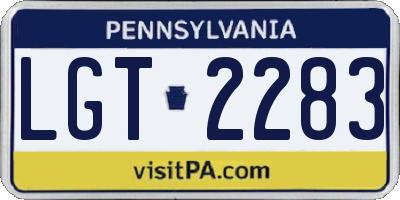 PA license plate LGT2283
