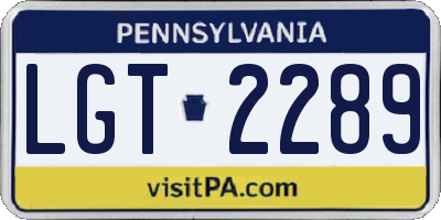 PA license plate LGT2289