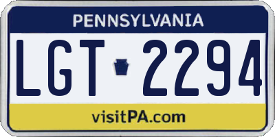 PA license plate LGT2294