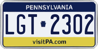 PA license plate LGT2302